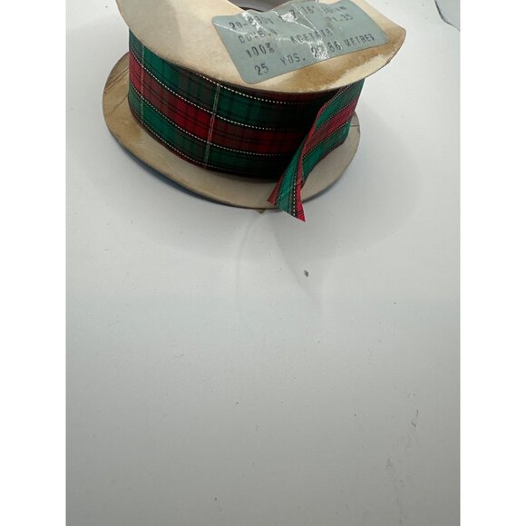 Vintage Plaid Acetate Ribbon 1 7/16" Wide 25 Yards Decorative Craft & Packaging - Picture 3 of 3